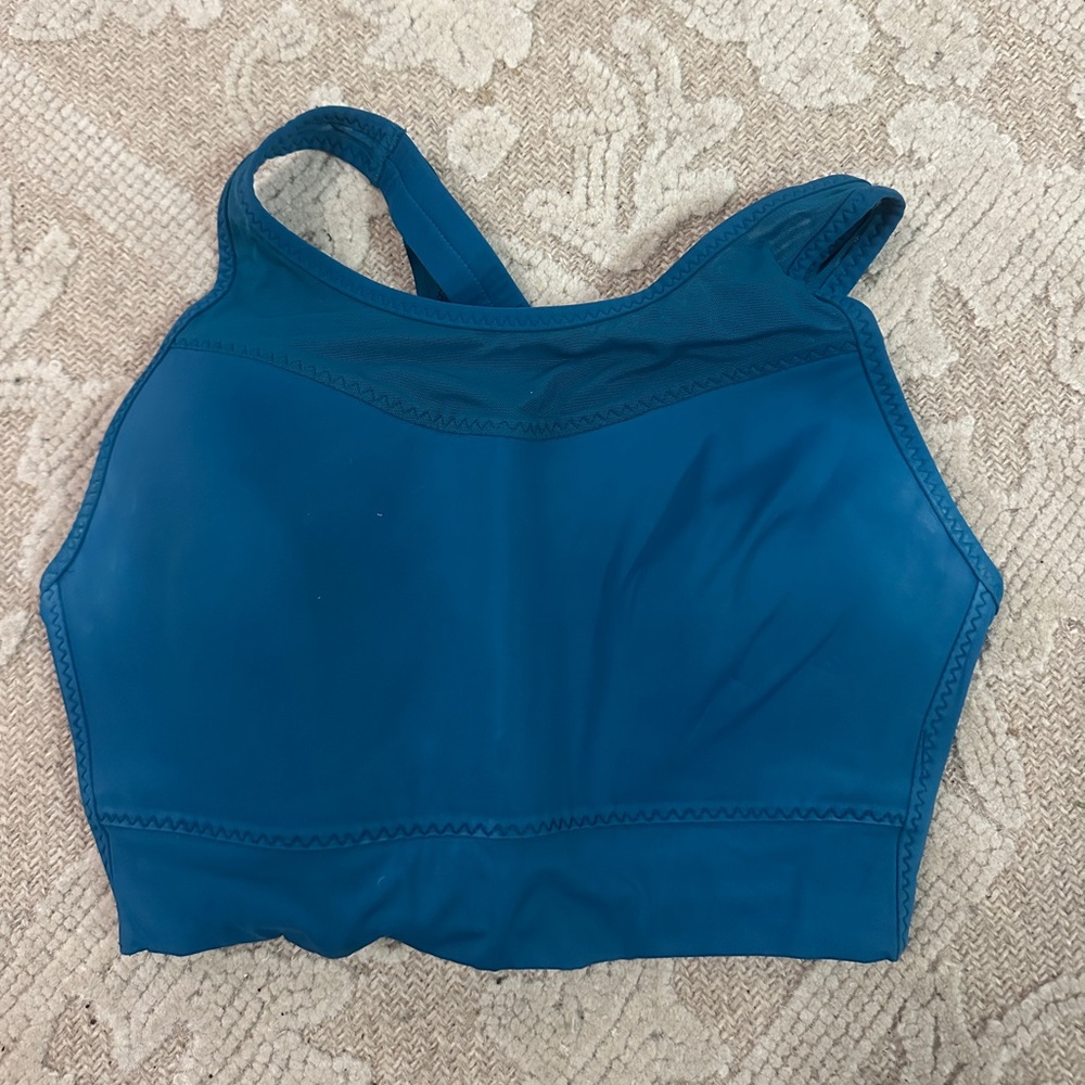 Athleta Gigi High Impact Mesh Sports Bra Peacock Blue Teal Women's size S